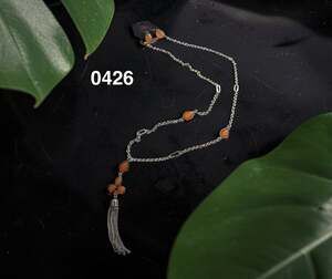 Paparazzi Orange Teardrop Chain Tassel Fringe Necklace and Earrings Set